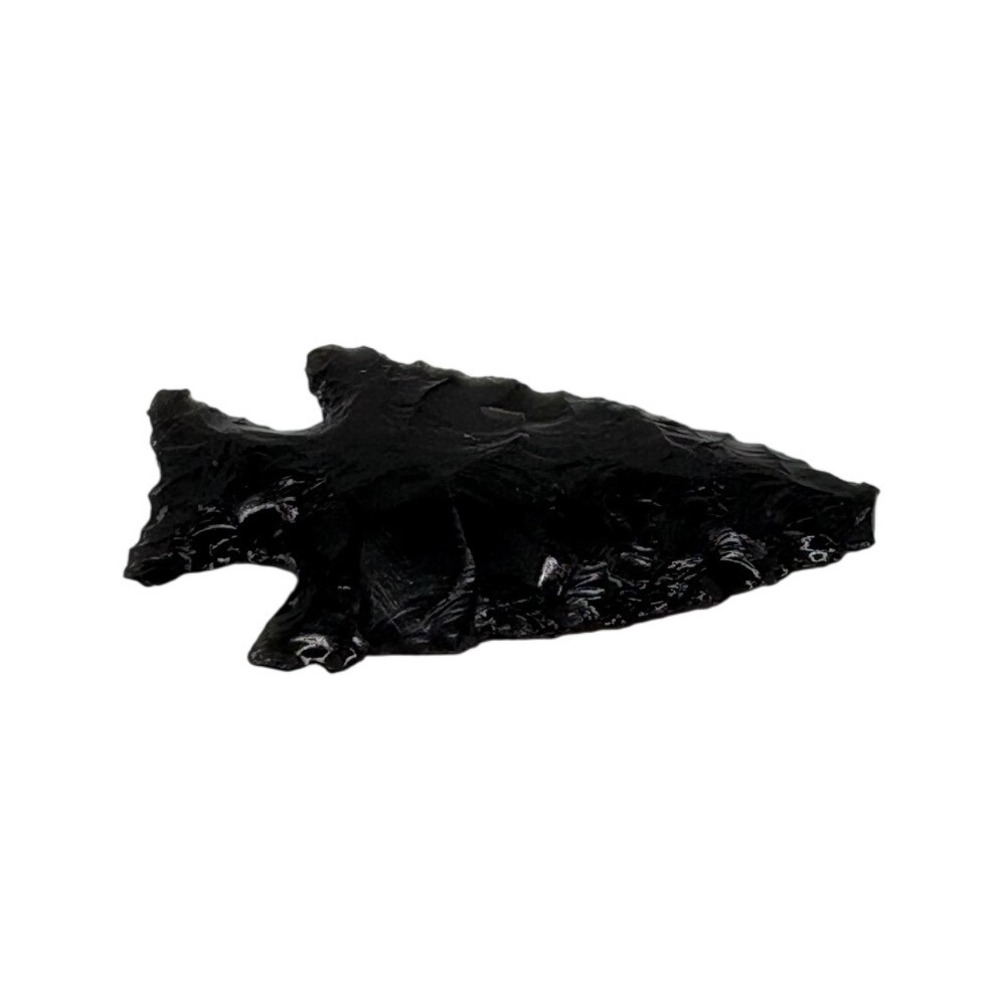 Black Obsidian Arrowhead Hand Knapped‎ Volcanic Glass Side Notched 1" Indigenous